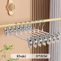Stainless steel pants hangers with non-slip khaki clips, set of durable skirt clips - Enhanced Version / Khaki
