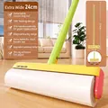 Vibrant dopamine colored lint roller with detachable long handle, 24cm wide, 60 sheets. - Long Handle Set (Detachable) / 24cm Width / Yellow-Green