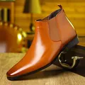 Elegante stivaletto Chelsea in pelle marrone profilo laterale con punta a punta - 38 / Marrone chiaro