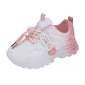 Zapatillas de malla con degradado rosa y blanco para niñas, calzado deportivo. - 26 / Rosa