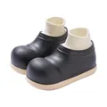 Warme Kinder-Winterstiefel in Schwarz mit cremefarbener Sohle und Strickkragen - 30 / Schwarz