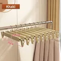 Cintre à pantalons en plastique mat kaki avec clips réglables en métal, largeur de 29 cm - Lot de 5 / Kaki