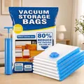 Sacs de rangement sous vide transparents avec pompe manuelle bleue pour vêtements et couettes - 5 Pieces/Pack with Manual Pump / Bleu transparent