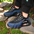 Boys' navy blue breathable athletic sneakers with convenient rotating buckle - 28 / Dark Blue Orange