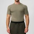 Men's olive green seamless athletic compression t-shirt for fitness, gym and running - S / Tops / Light Army Green