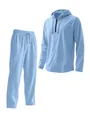 Light blue men's linen casual set with hooded zip top and matching drawstring pants - Sky Blue