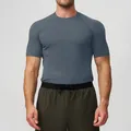 Seamless men's athletic t-shirt in dusty blue featuring a breathable slim fit. - S / Tops / Blue Gray