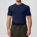 Men's navy blue seamless sports t-shirt featuring breathable quick-dry slim fit fabric - Deep Sea Blue