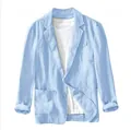 Chaqueta blazer casual para hombre azul claro hecha de tela de algodón transpirable. - M / Tops / Azul claro
