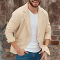 Blazer casual da uomo in leggero cotone beige per un look primaverile alla moda - Taglia S / Top / Albicocca