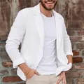 Blazer da uomo in stile britannico bianco, giacca casual in cotone alla moda. - Taglia S / Top / Bianco