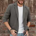 Giacca blazer casual da uomo moderna in cotone grigio antracite vestibilità slim fit - Taglia S / Top / Grigio scuro