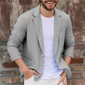 Elegant grey cotton casual blazer for men featuring a classic British slim fit design - Silver Gray