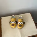 Cute yellow children's shoes with dog face design and plush warm lining details. - 40 / Yellow