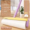 24cm extra-wide sticky lint roller with detachable 124cm long handle for floor - Long Handle Set (Detachable) / 24cm Width / Yellow & Purple