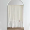 Minimalistischer weißer Türvorhang aus Baumwolle mit gelben Punkten und Volant-Saum - Gänseblümchen Künstlerischer Stil (Stangentasche) / Breite 135*200cm / Beige