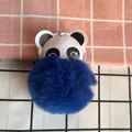 Niedlicher Panda-Kunstpelz-Bommel-Schlüsselanhänger und blauer Taschenanhänger-Deko - Panda-Stil / Saphirblau