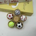 Multi-color sports ball pattern fidget spinner keychain with 5 rotatable beads stress toy - 5 Buttons Spinner / With LED Lights / Football