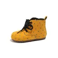 Adorable yellow polka dot suede ankle boots for girls with side zipper and laces - Size 21 (Inner 13.8cm) / Yellow