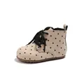 Cute toddler girl polka dot ankle boots featuring a soft sole and side zipper closure - Beige / Size 23 Inner Length 14.8cm