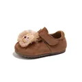 Zapatos marrones para niñas con diseño de león, suela suave antideslizante y cierre de velcro - Talla 21 Longitud Interior 13.8cm / Camel