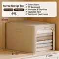 Foldable oxford cloth clothes storage box with steel frame in khaki finish, 49L large capacity - Side Opening Narrow Style (AF714)