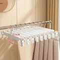 Cintres à pantalons en plastique blanc mat avec clips métalliques, 29x15,5 cm - Lot de 5 / Blanc