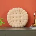 Round biscuit-shaped plush seat cushion in beige for home and office decor - Round Biscuit Shape / Beige