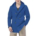 Manteau à capuche bleu roi pour homme, trench-coat mi-long à double boutonnage style automne - Bleu