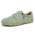 Mocasines casuales para hombre en cuero texturizado verde claro con suela de goma ondulada - 38 / Verde Manzana