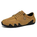 Mocasines de cuero marrón para hombre con suela de goma dentada única y estilo slip-on - 38 / Marrón