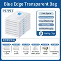 Sac de rangement sous vide à bord bleu pour gain de place vêtements couettes literie - PET 60x40cm / Bleu transparent