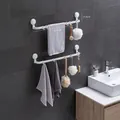 Set mit zwei weißen Handtuchhaltern mit Saugnapf und verstellbaren Haken für das Badezimmer - Towel Rack (2-Pack) / Weiß