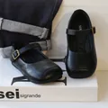 Classic black Mary Jane shoes for girls featuring a soft sole and metal buckle strap. - Size 23 (Inner Length 14.5cm) / Black