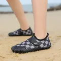 Children's checkered water shoes for beach and swimming with a non-slip soft sole. - 24 / Black