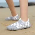 Children's non-slip beach wading shoes in grey and white checkered pattern - Gray