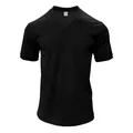 Heren slim fit zwart T-shirt met V-hals en korte mouwen met corduroy ribtextuur - S / Tops / Zwart