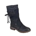Damen-Schneestiefel in Schwarz mit grauem Strickbündchen und einer hinteren Schleife - Schwarz / 35