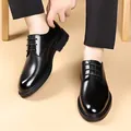 Zapatos Derby clásicos de cuero negro para hombre con suelas gruesas antideslizantes - 38 / Negro