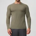 Men's olive green seamless quick-dry long sleeve compression shirt for gym fitness - S / Tops / Light Army Green