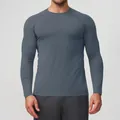 Men's grey seamless long sleeve athletic compression shirt for gym and fitness training - S / Tops / Blue Gray
