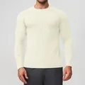 Men's seamless athletic long sleeve t-shirt in off-white color for gym and running - S / Tops / Off White