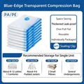Sac de rangement sous vide transparent avec bord bleu pour couettes et linge - PA 60x40cm / Bleu transparent