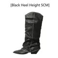 Professionelle schwarze Slouchy-Stiefel mit hohem Absatz und bequemem 5-cm-Absatz für Damen - 35 / Grau
