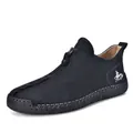 Schwarze Herren-Freizeitstiefel aus Leder mit Frontreißverschluss und Handnaht-Details - 38 / Schwarz