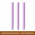 Replacement purple extension pole accessories for lint roller, set of 3 durable sections - Rod Accessories (1 Set of 3 Sections) / 3 Sections/Pack / Purple
