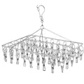 Detail of stainless steel drying rack with multiple clips for socks and underwear - 30 Clips