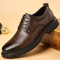 Chaussures Derby élégantes en cuir marron pour homme, style business classique et semelle. - 38 / Marron