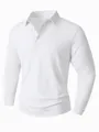 Herren Langarm Poloshirt in Weiß, lässiges Design aus atmungsaktivem Stretch-Stoff - S / Oberteile / Weiß