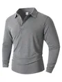 Klassisches, lässiges Langarm-Poloshirt für Herren in Grau mit Drei-Knopf-Leiste für Alltag - S / Oberteile / Grau